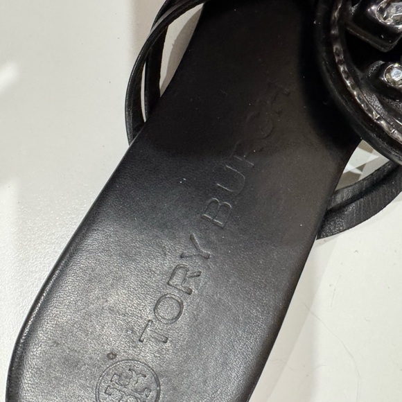 Tory Burch Miller Jeweled Crystal Leather Thong Sandals Black - Picture 5 of 10